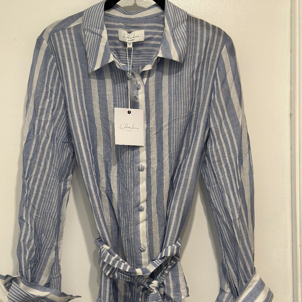 Brand New with Tags Women's L'Academie Button Down Striped Shirt